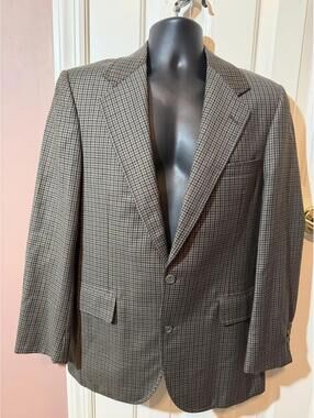 Bunce Brothers Jacket 38R Blazer Sport Coat Houndstooth Brown Green Burgundy